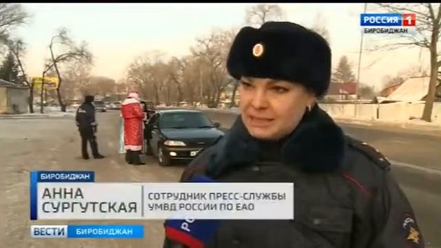 Поздравления от Деда Мороза и Снегурочки получили водители Биробиджана смотреть онлайн