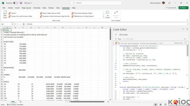 How to use EPANET with office scripts in Excel смотреть онлайн