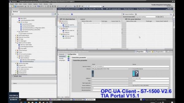 COM09. OPC UA - Siemens S7-1500 (OPC UA Client) and S7-1200 (OPC UA Server) TIA Portal