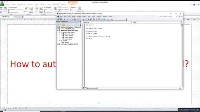 Excel VBA - Auto-save workbook every few minutes смотреть онлайн
