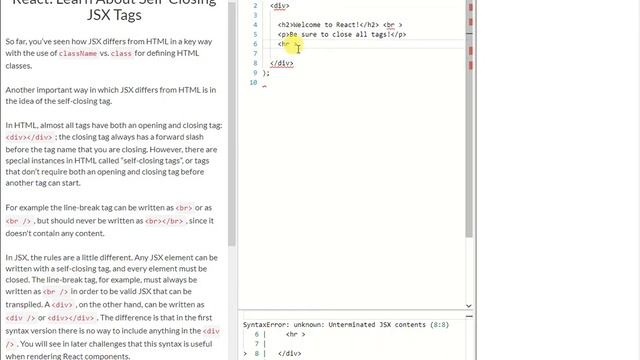 REACT: Learn About Self Closing JSX Tags (6) смотреть онлайн