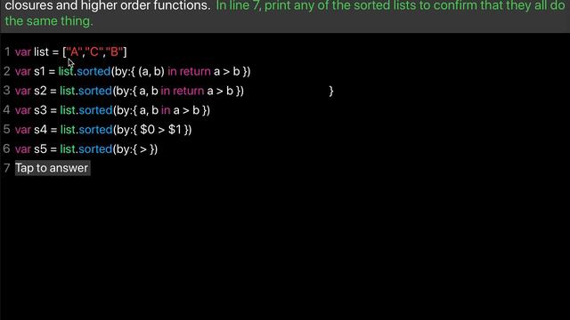 Learn swift: Sorted closure syntax - long and short options смотреть онлайн