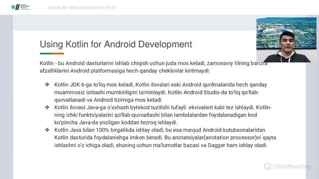 Vebinar #8. Kotlin dasturlash tili. Kirish смотреть онлайн