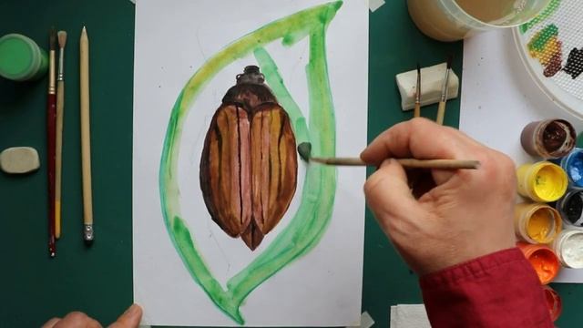 Дома с пользой с клоуном Милей. «Рисуем  майского  жука»
