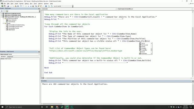 How to Work With the Command Bar Object in VBA смотреть онлайн