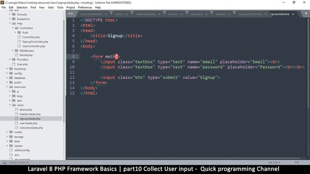 #10 Laravel 8 PHP Framework Basics | Collecting user input | Quick programming tutorial смотреть онлайн