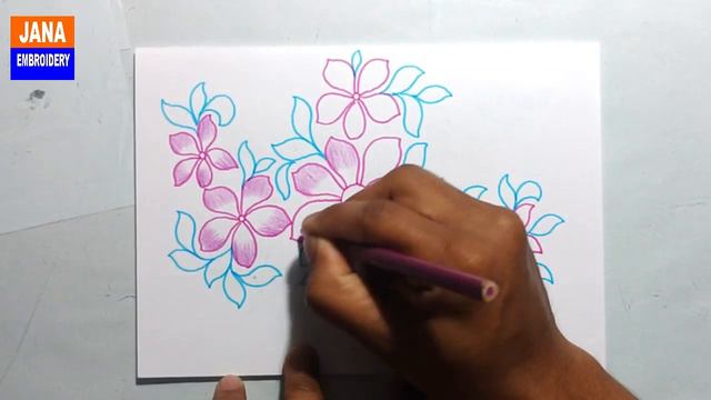 Flower Design With Colour Pencil Drawing