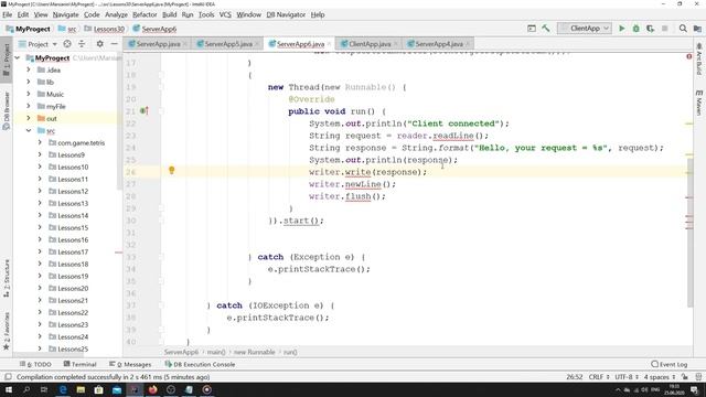 Java - урок 30.4 (Многопоточный сервер на сокетах) смотреть онлайн