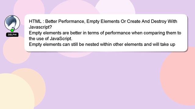 HTML : Better Performance, Empty Elements Or Create And Destroy With Javascript? смотреть онлайн