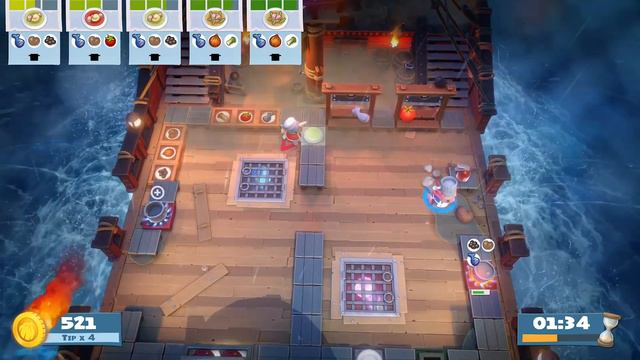 Overcooked! All You Can Eat - The Peckish Rises - Level 1-1 - 4 Stars - 2 Player co-op смотреть онлайн
