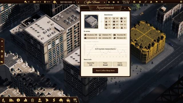 Espresso Tycoon - game feature highlight #1: Pick a perfect spot for your coffee shop смотреть онлайн