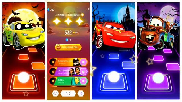 McQueen Yellow Car 🆚️ McQueen Red Car 🆚️ McQueen Black Car 🆚️ Monster Track,🎶Who Is Best💥🎯!!