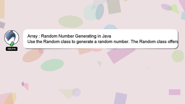 Array : Random Number Generating in Java смотреть онлайн