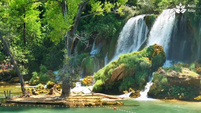 Relaxing Jungle Waterfall. Calming Nature Sounds. (10 Hours 4k). White Noise For Sleeping.