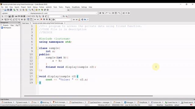 C++ program to access private data using friend function | C++ program | TECHIE смотреть онлайн