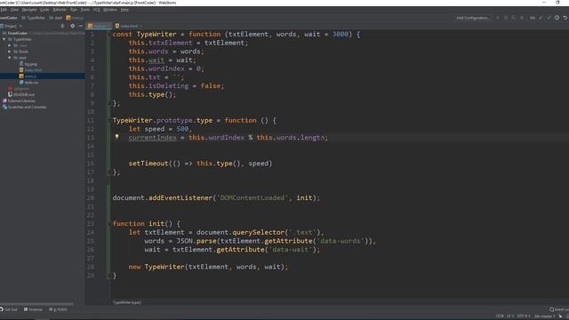 Практика JavaScript. TypeWriter. Автоматический ввод текста. ES6 Class смотреть онлайн
