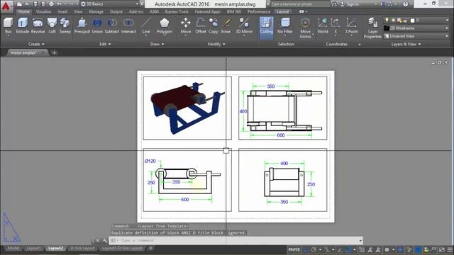 Autocad - Layout 3D ke 2D (Proyeksi, Potongan, Detail) смотреть онлайн