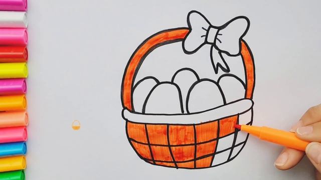 Как нарисовать корзину с пасхальными яйцами. смотреть онлайн