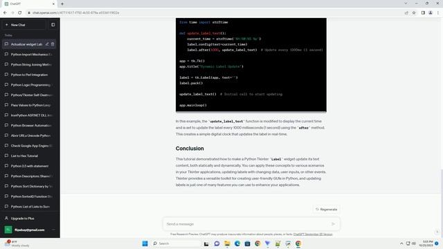 Making python tkinter label widget update смотреть онлайн