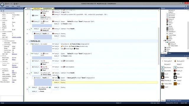 Construct 2, урок 7 - Выборка, предметы и упрощение создания