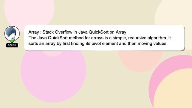 Array : Stack Overflow in Java QuickSort on Array смотреть онлайн