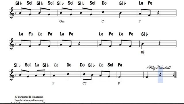 Canta Ríe Bebe Partitura con Notas en letra Flauta Violín Oboe... Villancico смотреть онлайн