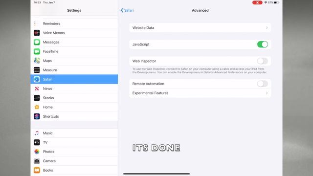 HOW TO ENABLE OR DISABLE SAFARI WEB INSPECTOR IN IPADOS 13.6 (IPAD)