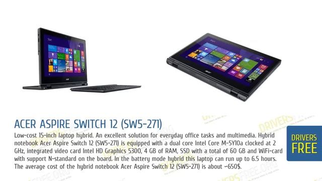 DriversFree: Acer Aspire Switch 12 (SW5-271) review & specs смотреть онлайн