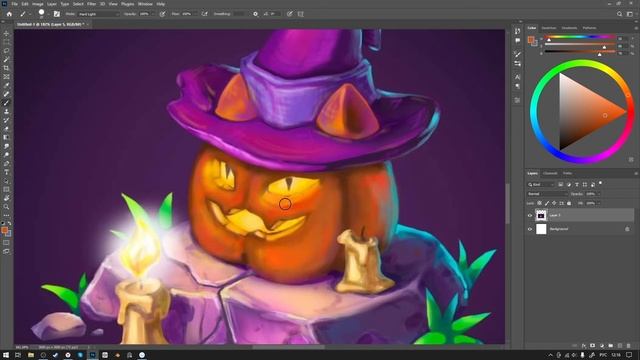 Рисуем тыкву на Хэллоуин в Adobe Photoshop (+ проверка работ) смотреть онлайн
