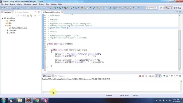 Java String (replaceAll(String regex, String replacement) method) | Java Tutorial смотреть онлайн