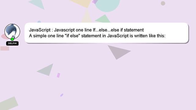 JavaScript : Javascript one line If...else...else if statement смотреть онлайн