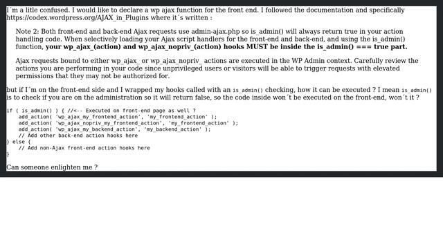 Wordpress: wp_ajax declaration confusing for Front end смотреть онлайн