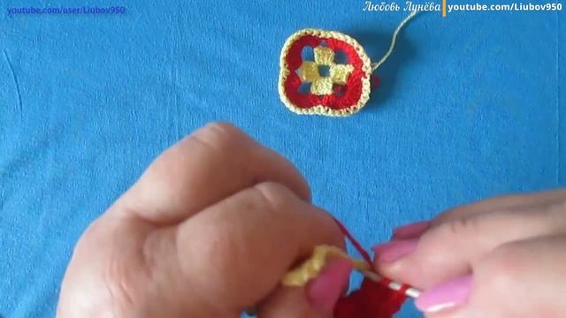 Цветок из квадратных мотивов крючком смотреть онлайн