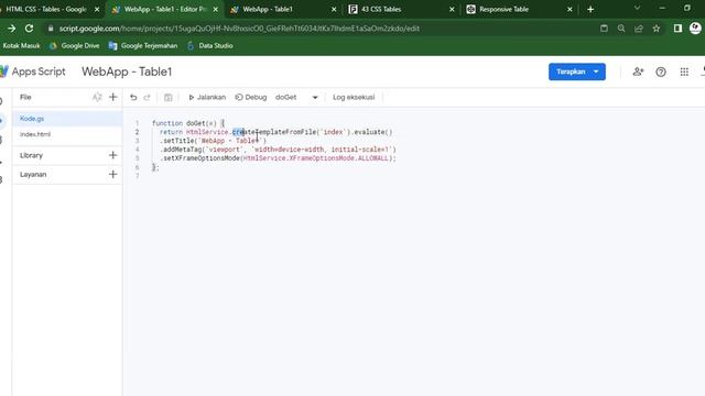 WebApp - Apps Script - HTML CSS Responsive Table - Ver 1 смотреть онлайн