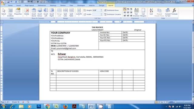 How to design simple GST Invoice format in MS Word - Microsoft Word Tutorial смотреть онлайн