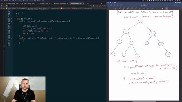 LeetCode 315 | Sum of Nodes with Even-Valued Grandparent | Solution Explained (Java + Whiteboard) смотреть онлайн