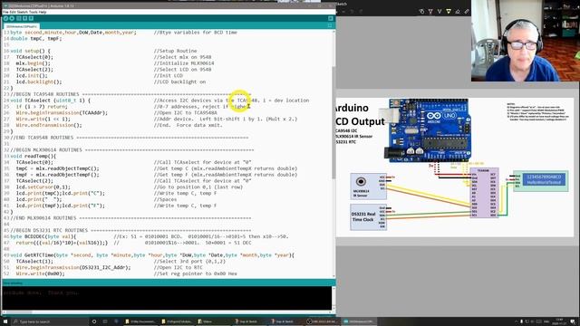 Arduino - LCD + MLX90614 IR Temp Sensor + DS3231 Real Time Clock + TCA9548A