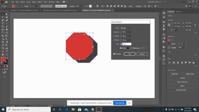 Adobe Illustrator How to make shape and text drop shadow смотреть онлайн