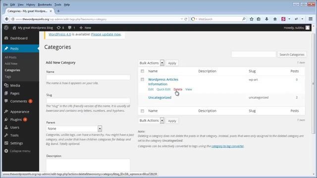 Wordpress Tutorial | Adding Categories to wordpress site смотреть онлайн