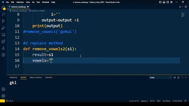 remove vowels from string python | Delete vowels from string | strings | Python interview смотреть онлайн