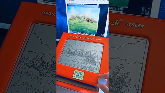 Following along with Bob Ross on an Etch A Sketch смотреть онлайн