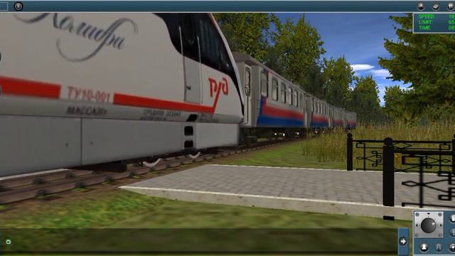 ТУ10-001 с пассажирским поездом проезжает переезд в Trainz 2012 Android смотреть онлайн