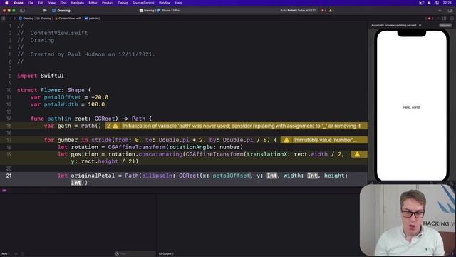 Transforming shapes using CGAffineTransform and even-odd fills – Drawing SwiftUI Tutorial 4/10 смотреть онлайн