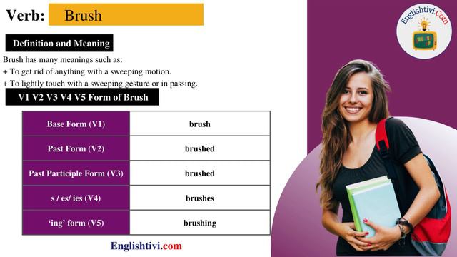 brush V1 V2 V3 V4 V5 Base Form, Past Simple, Past Participle Form of brush | Englishtivi.com смотреть онлайн