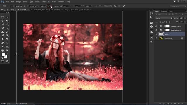 Magenta Autumn Soft Light Photo Effect | Photoshop CC 2019 смотреть онлайн