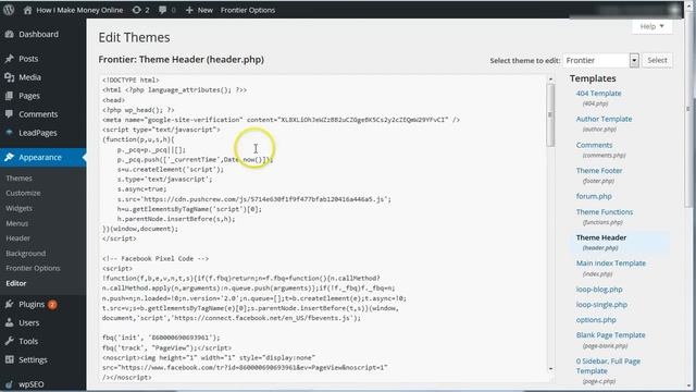 How to add Code to the head tag inside Wordpress смотреть онлайн