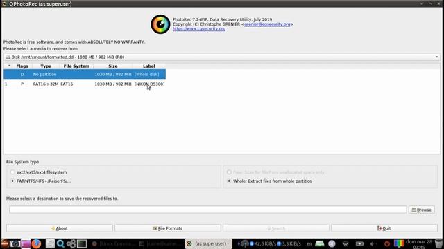 CAINE - 06 - QPhotorec - File Carver Data Recovery Tool, GUI For PhotoRec