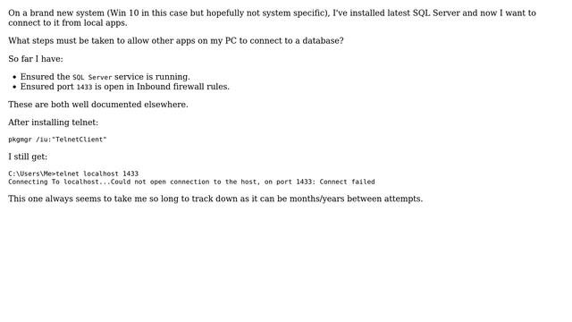 Allowing access to local SQL Server from local apps смотреть онлайн