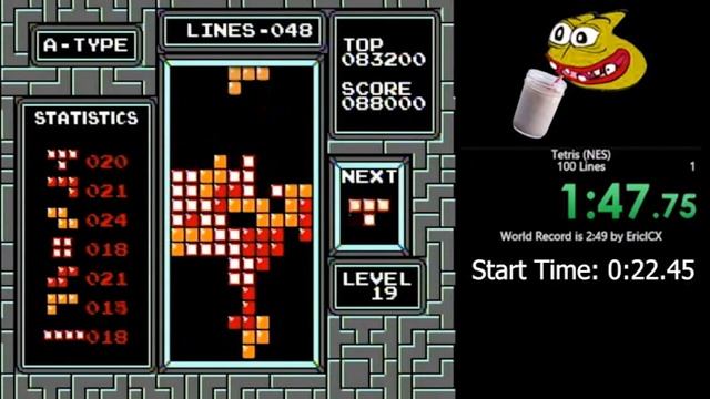 NES Tetris - 100 Line Speedrun In 2:43.54 (World Record)