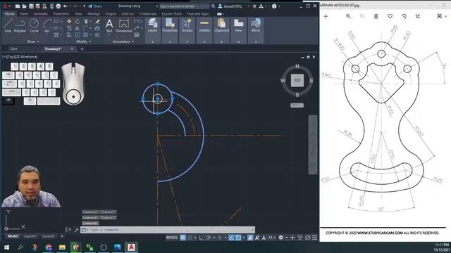 AUTOCAD EXAMPLE 7 : Medium difficulty 3 смотреть онлайн